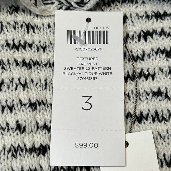 Chicos Textured Knit Sweater Vest Women's Size 3 XL Black Antique White NEW $99 - Picture 8 of 16